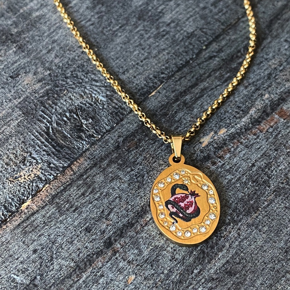 NEW Serpent & Pomegranate Rhinestone Layering Necklace - Picture 2 of 11